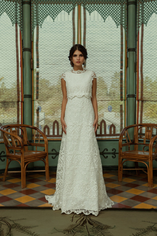Vestido de noiva Kiaria, em renda bordada a algodão, 2.645€, por Pureza Mello Breyner Atelier,  purezamellobreyner.com